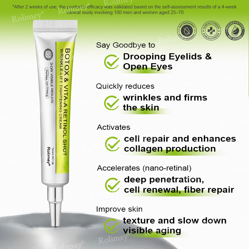 🌟👨‍⚕️Made and shipped from Australia 💫Rolimey® Botox & Vita-A Retinol Shot Wrinkle-Lift Tightening cream - Last Day Promotion 70% OFF