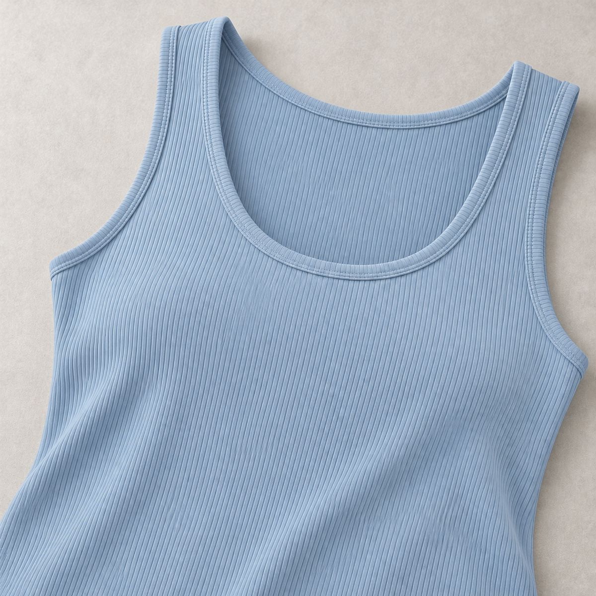 Belmorabo Soft Blue Ribbed Wide Strap Tank Top