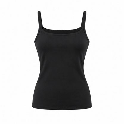 Belmorabo Black Square Neck Spaghetti Strap Tank Top