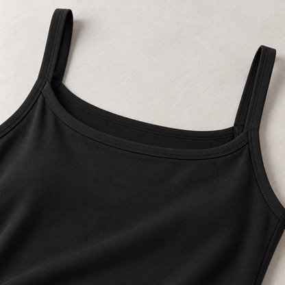 Belmorabo Black Square Neck Spaghetti Strap Tank Top