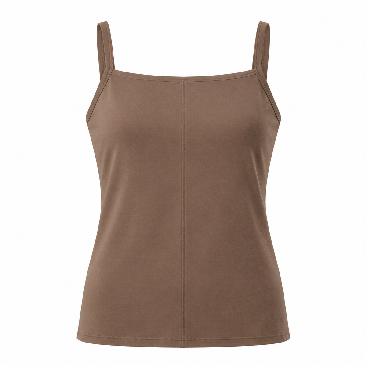 Belmorabo Mocha Square Neck Spaghetti Strap Tank Top