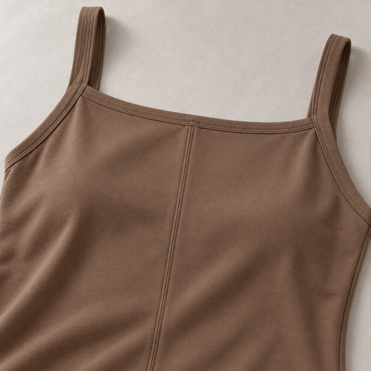Belmorabo Mocha Square Neck Spaghetti Strap Tank Top
