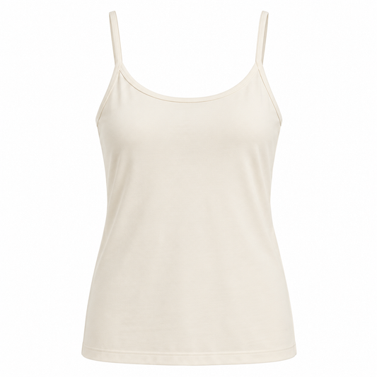 Belmorabo Cream Scoop Neck Spaghetti Strap Tank Top