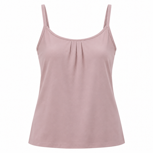 Belmorabo Dusty Pink Pleated Spaghetti Strap Tank Top