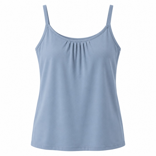 Belmorabo Soft Blue Pleated Spaghetti Strap Tank Top