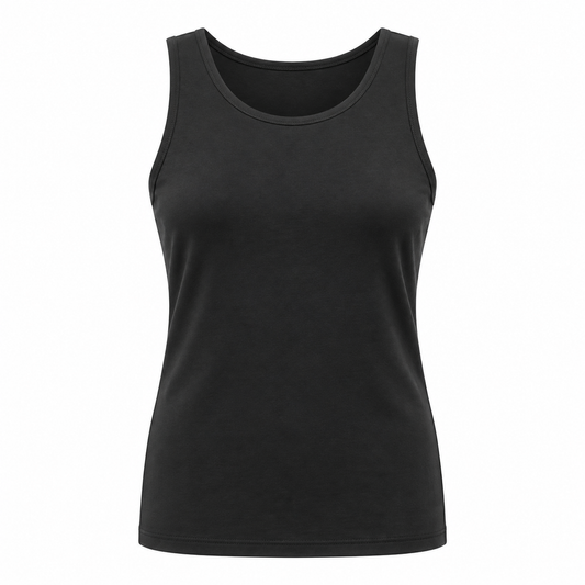 Belmorabo Black Wide Strap Scoop Neck Tank Top