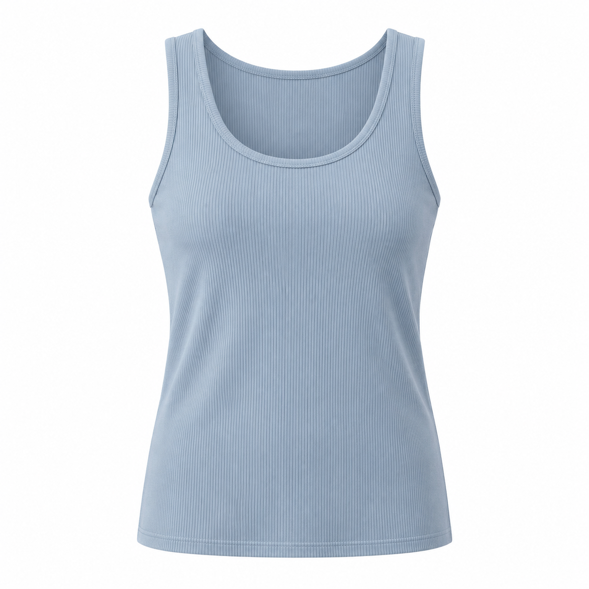 Belmorabo Soft Blue Ribbed Wide Strap Tank Top