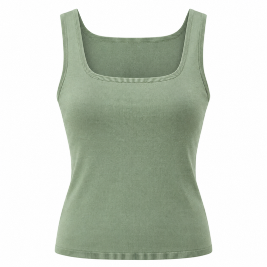 Belmorabo Sage Green Square Neck Wide Strap Tank Top