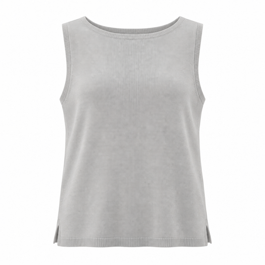 Belmorabo Light Gray Knit-Look Wide Strap Tank Top