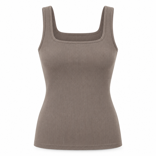 Belmorabo Taupe Ribbed Thermal Tank Top