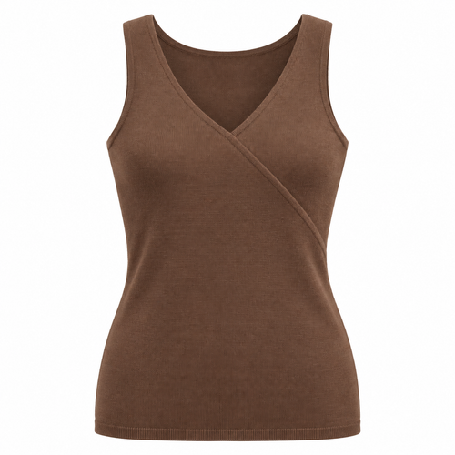 Belmorabo Brown Wrap-Style Thermal Tank Top
