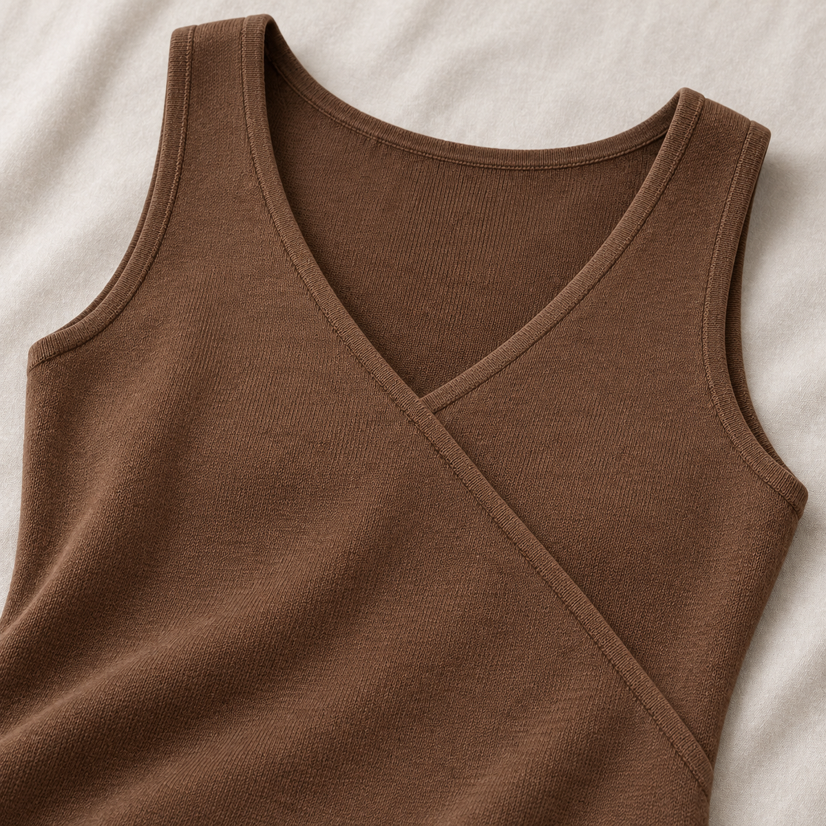 Belmorabo Brown Wrap-Style Thermal Tank Top