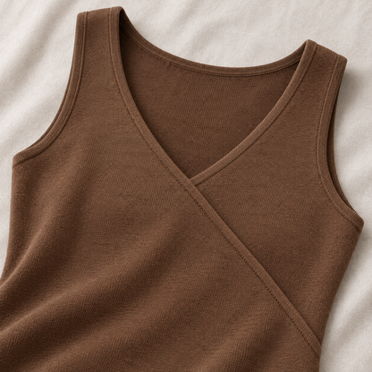 Belmorabo Brown Wrap-Style Thermal Tank Top