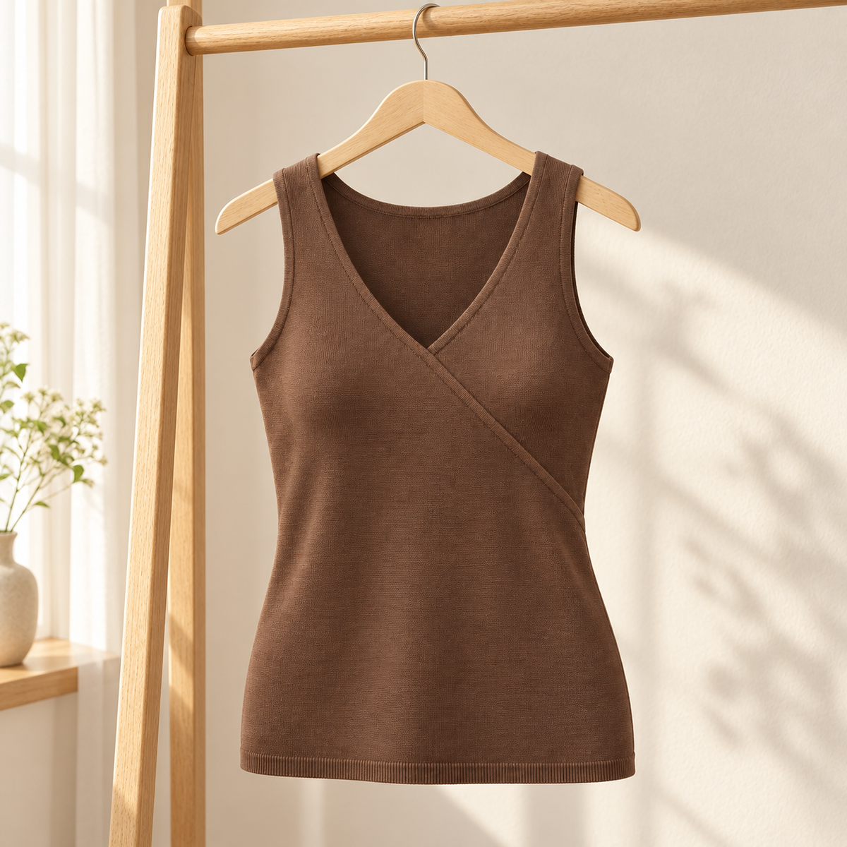 Belmorabo Brown Wrap-Style Thermal Tank Top