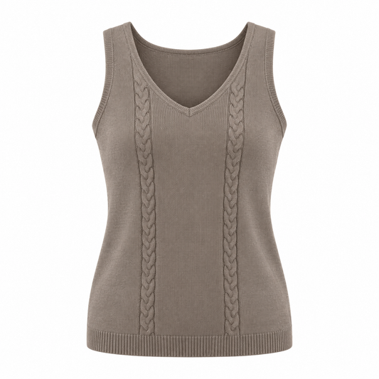 Belmorabo Taupe Cable-Knit Thermal Tank Top
